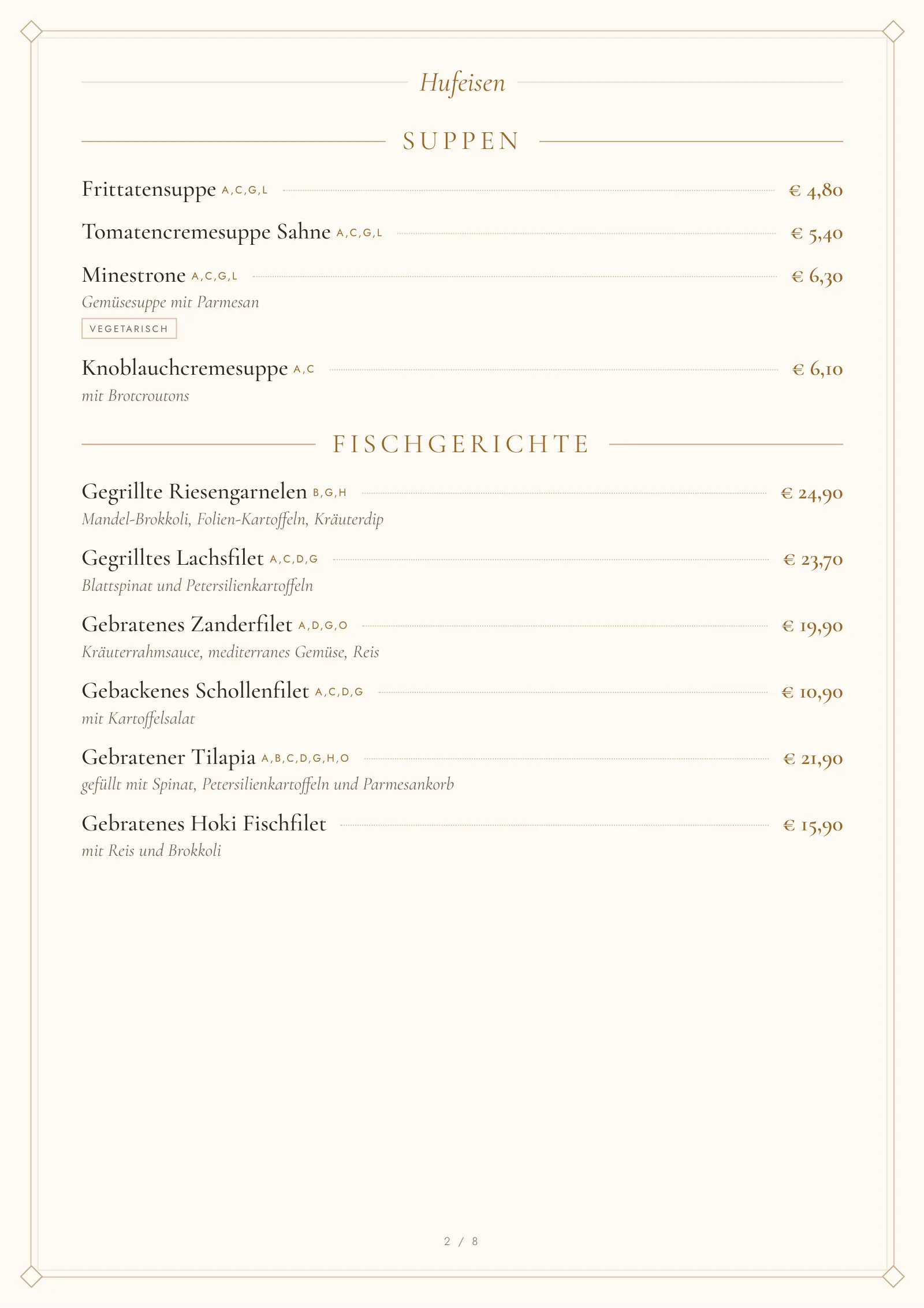 Speisekarte – Seite 2 von 8