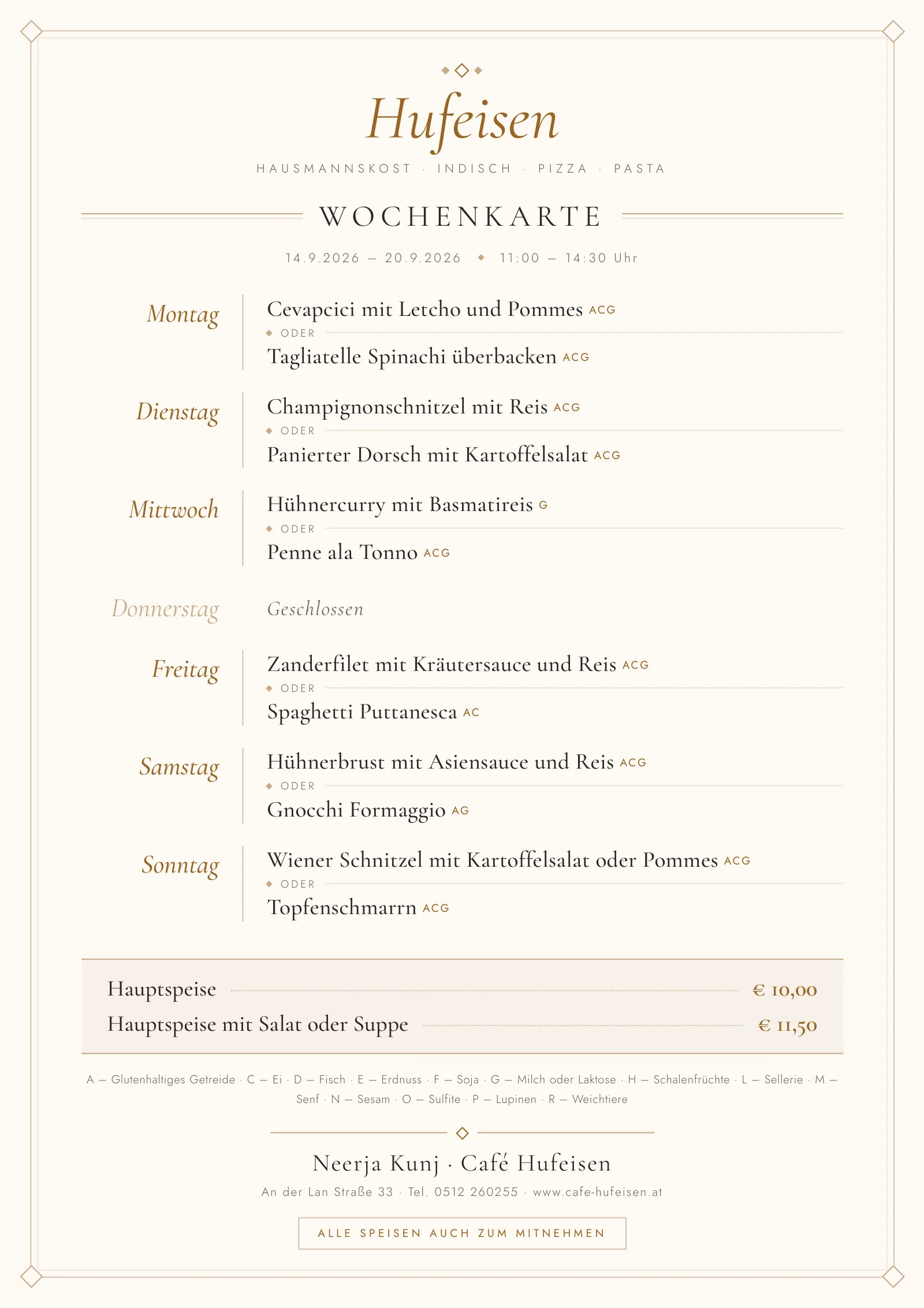 Wochenkarte – Seite 1 von 1